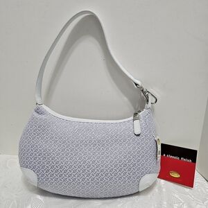 NWT Talbots Shoulder Bag Lavander Crescent With White Leather Trim